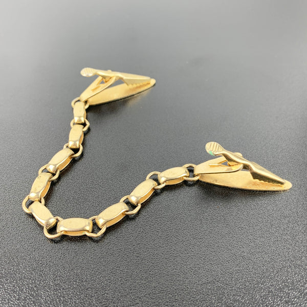 Vintage art deco chain link back cuff links and sweater clip - Set of 3