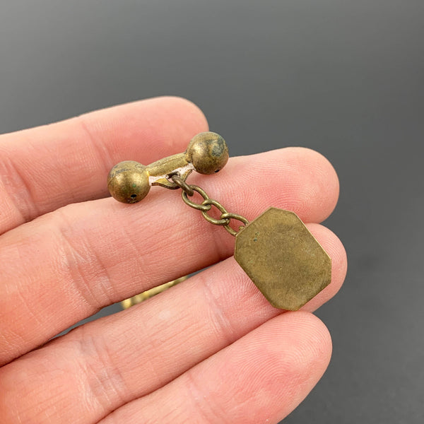 Vintage art deco chain link back cuff links and sweater clip - Set of 3