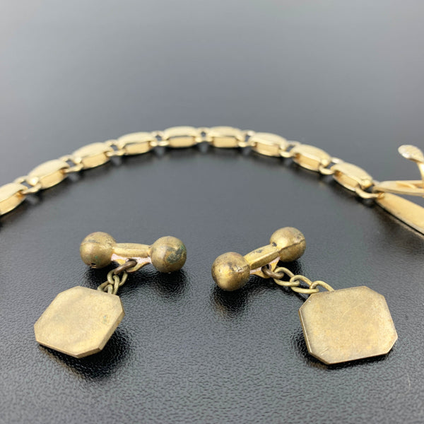 Vintage art deco chain link back cuff links and sweater clip - Set of 3