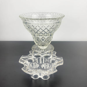 Crown Crystal Art Deco Glass Vase with Flower Frog