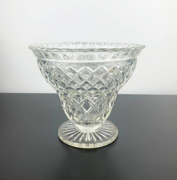 Crown Crystal Art Deco Glass Vase with Flower Frog