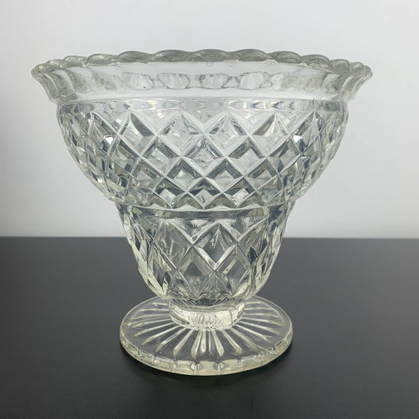 Crown Crystal Art Deco Glass Vase with Flower Frog