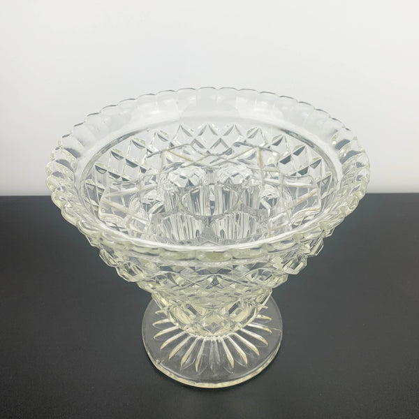 Crown Crystal Art Deco Glass Vase with Flower Frog