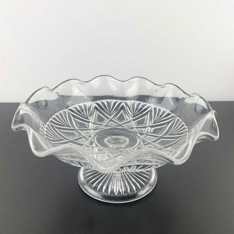 Davidson Glass small footed pedestal bowl with ruffle rim c.1897
