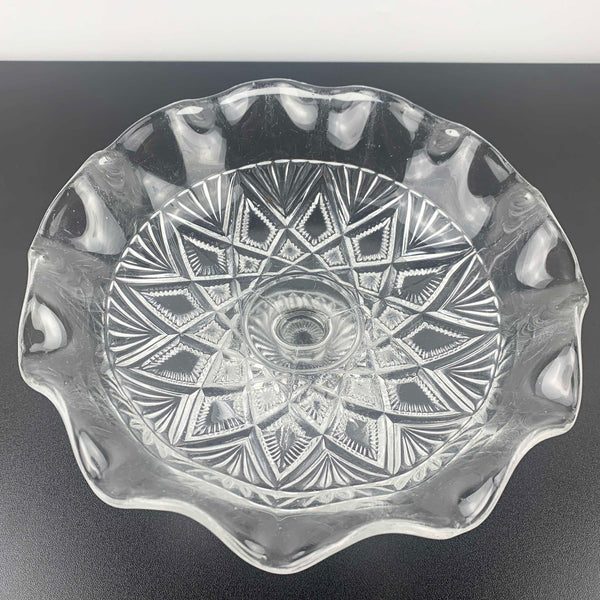 Davidson Glass small footed pedestal bowl with ruffle rim c.1897