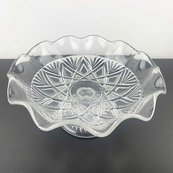 Davidson Glass small footed pedestal bowl with ruffle rim c.1897