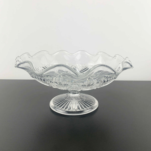 Davidson Glass small footed pedestal bowl with ruffle rim c.1897