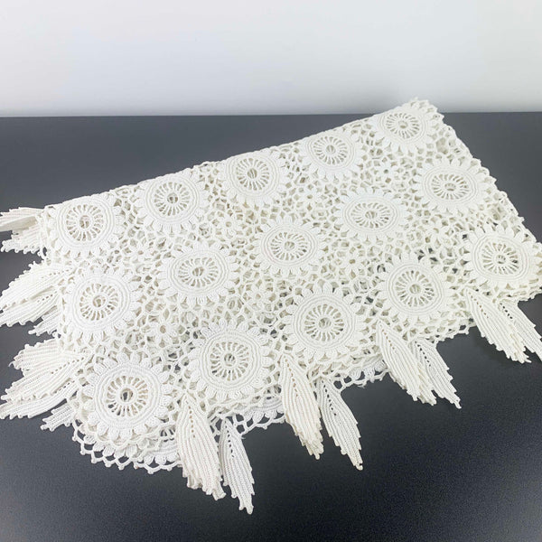 Art Deco Crochet Lace Fringed Supper Cloth