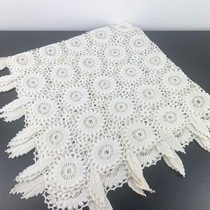 Art Deco Crochet Lace Fringed Supper Cloth