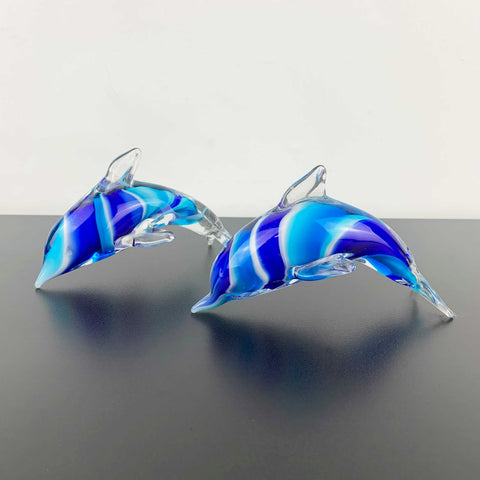 Art glass dolphin figurines - Set of 2