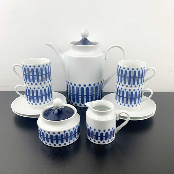 Schumann Arzberg retro blue and white coffee service set