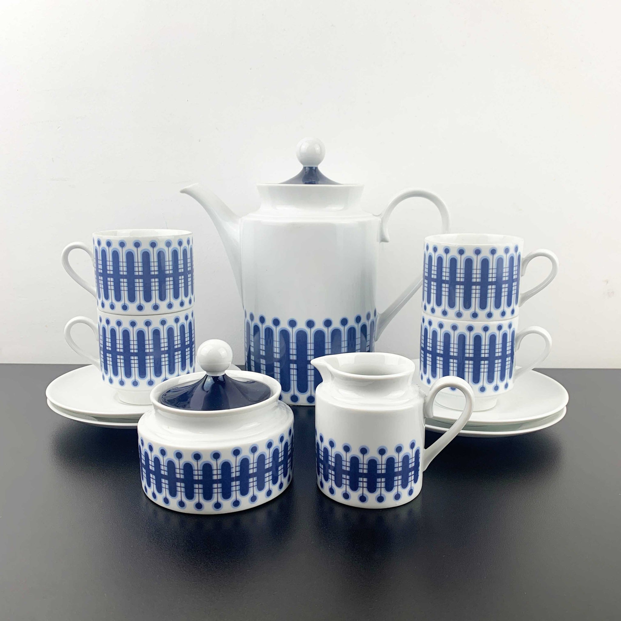 Schumann Arzberg retro blue and white coffee service set