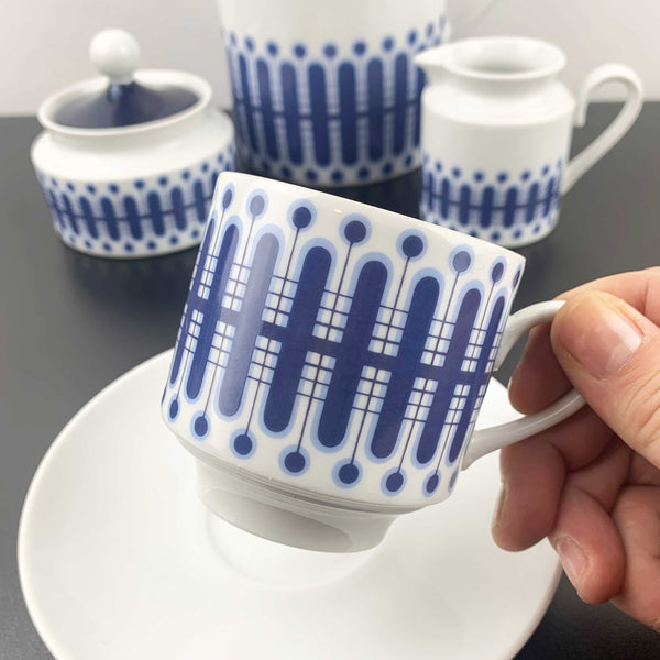 Schumann Arzberg retro blue and white coffee service set