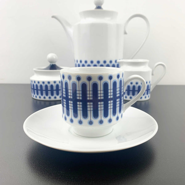 Schumann Arzberg retro blue and white coffee service set