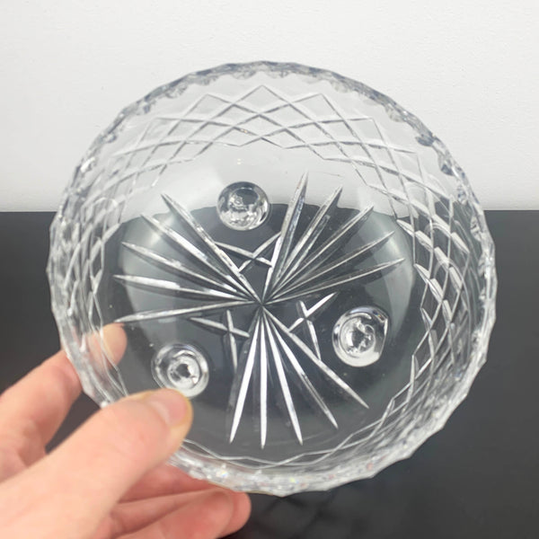 Astra Crystal Diamond Cut Tri Foot Bowl