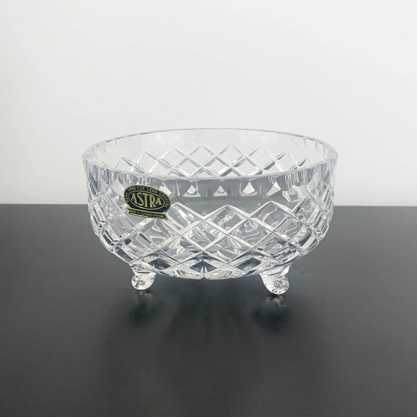 Astra Crystal Diamond Cut Tri Foot Bowl