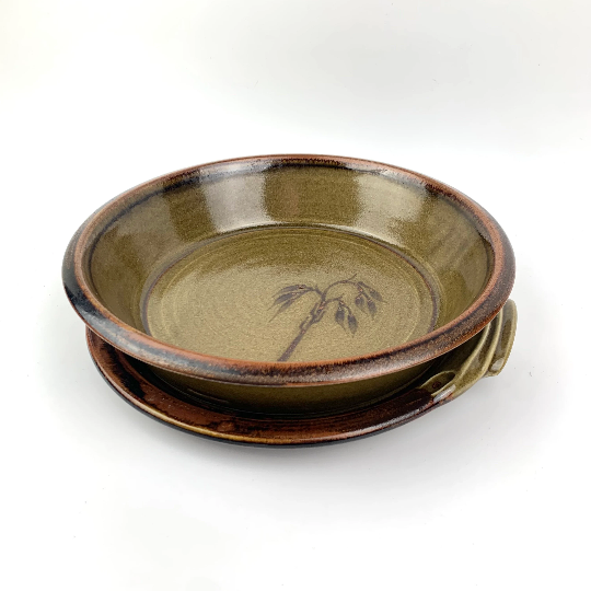 Rare Willow Vale Pottery bowl and platter stacked together