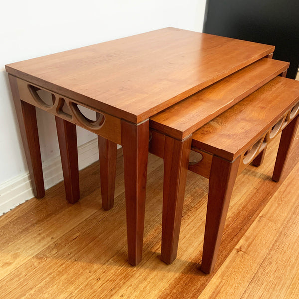 Mid Century Avalon Teak Nested Coffee Tables - Set of 3