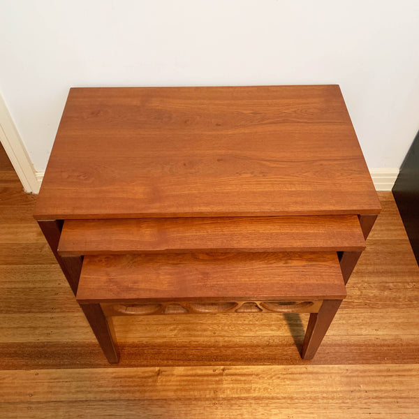 Mid Century Avalon Teak Nested Coffee Tables - Set of 3