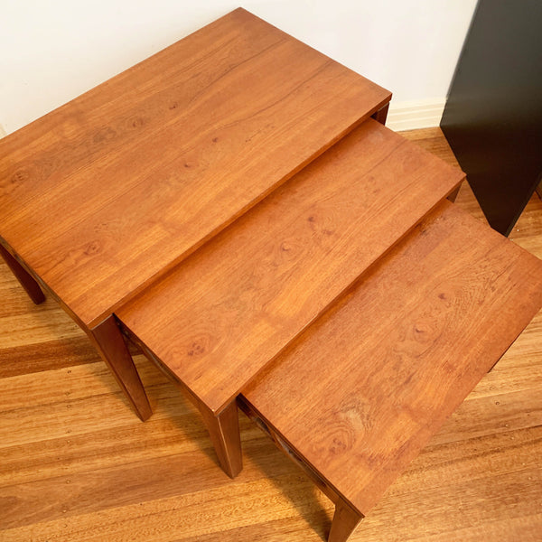 Mid Century Avalon Teak Nested Coffee Tables - Set of 3