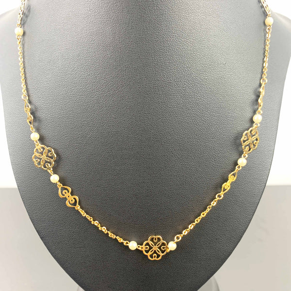 Avon vintage gold filigree and faux pearl necklace