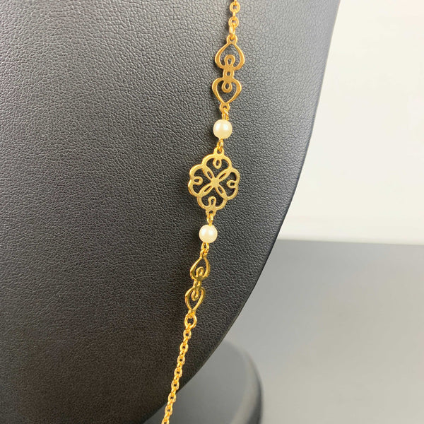 Avon vintage gold filigree and faux pearl necklace