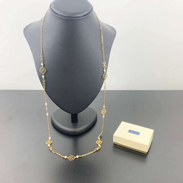 Avon vintage gold filigree and faux pearl necklace