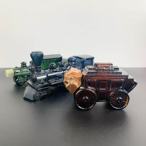 Avon collectible train and stagecoach bottles - Set of 3