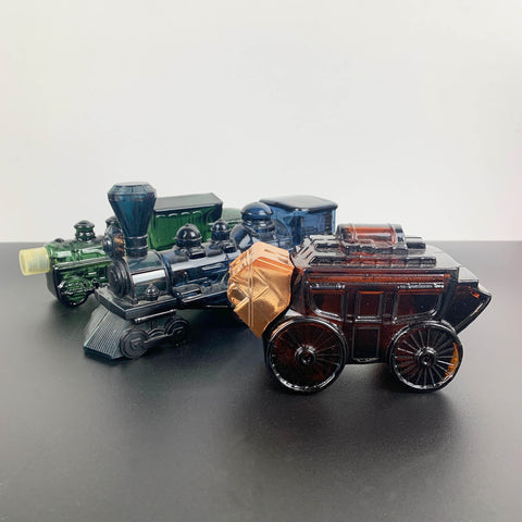 Avon collectible train and stagecoach bottles - Set of 3