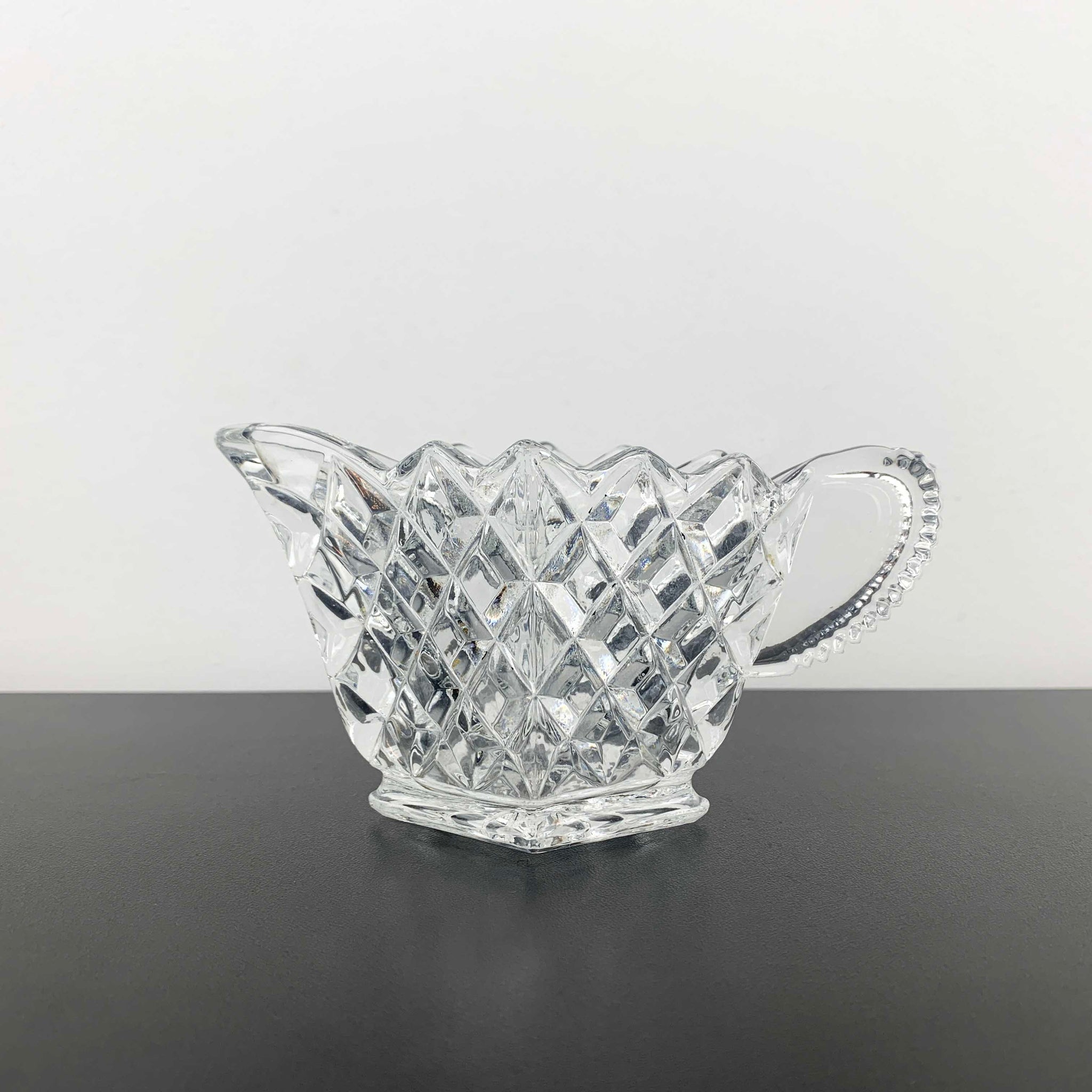 Bagley Glass art deco diamond shaped mint sauce jug
