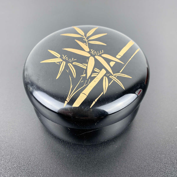 Asian lacquerware style coasters in lidded container - Set of 6