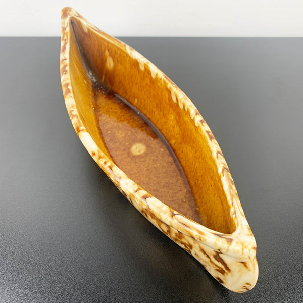 Bendigo Pottery Waverley Ware art deco canoe shaped vase