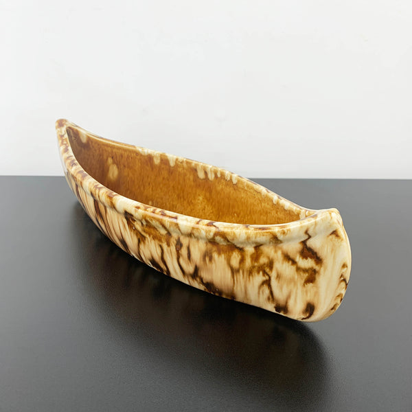 Bendigo Pottery Waverley Ware art deco canoe shaped vase