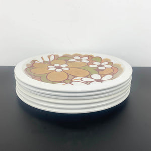 Bessemer melamine floral dinner plates - rare beige colourway
