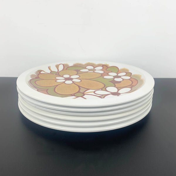 Bessemer melamine floral dinner plates - rare beige colourway