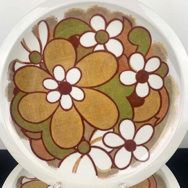 Bessemer melamine floral dinner plates - rare beige colourway