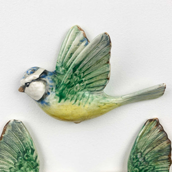 Beswick 'Blue Tit' flying bird wall plaques - Rare set of 3