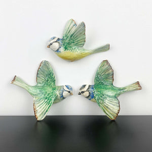 Beswick 'Blue Tit' flying bird wall plaques - Rare set of 3