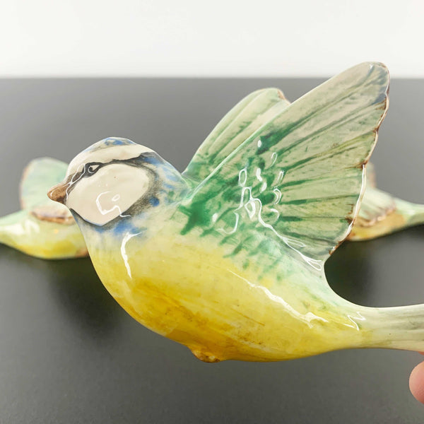 Beswick 'Blue Tit' flying bird wall plaques - Rare set of 3