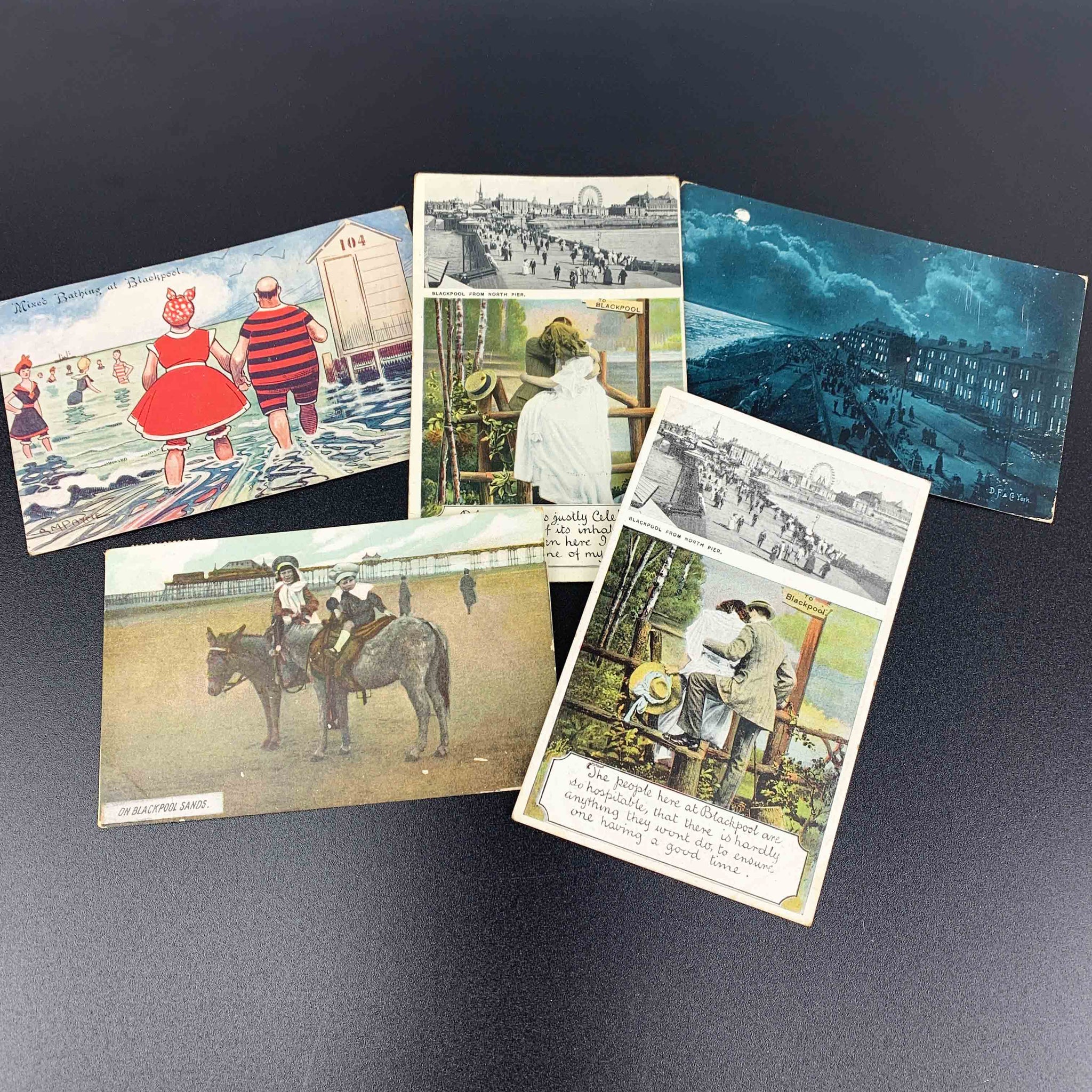Souvenir postcards of Blackpool, England c.1907-1909 - Set of 5