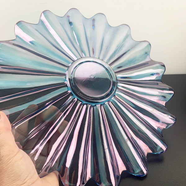 Federal Glass 'Celestial' blue lustre large glass serving plate