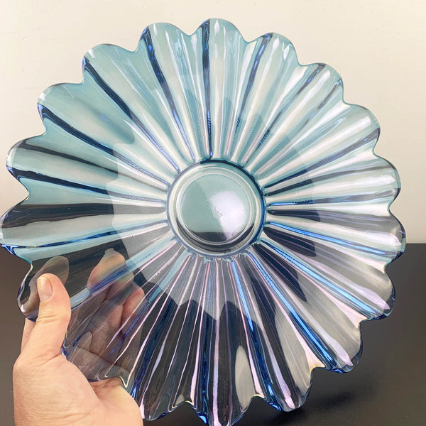 Federal Glass 'Celestial' blue lustre large glass serving plate
