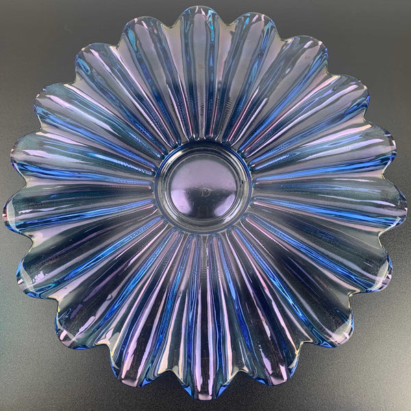 Federal Glass 'Celestial' blue lustre large glass serving plate