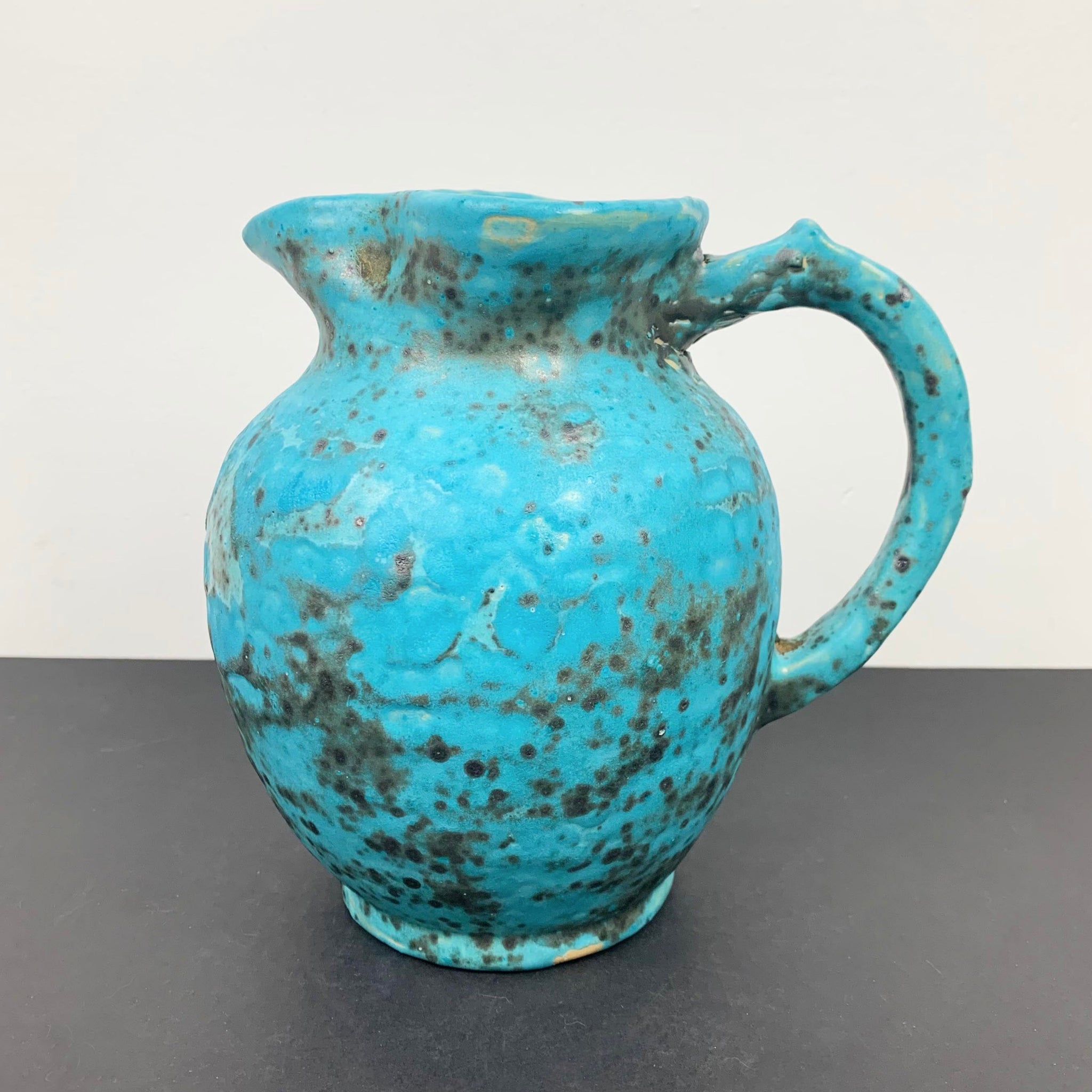 Australian pottery signed rustic turquoise water and juice pitcher