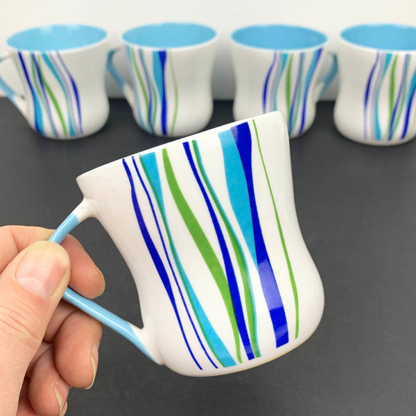 Jaipur fine bone china blue stripe coffee cups - Set of 5