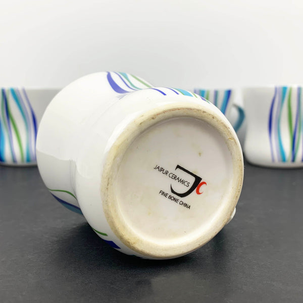 Jaipur fine bone china blue stripe coffee cups - Set of 5