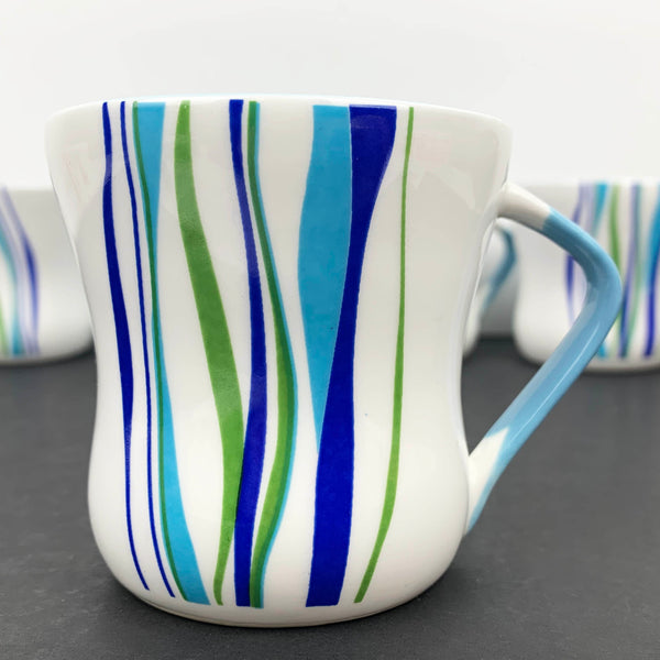Jaipur fine bone china blue stripe coffee cups - Set of 5