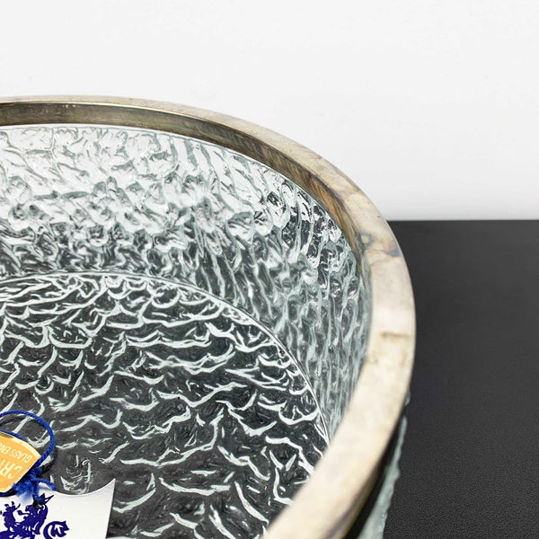 Brama Davidson 'Luna' large silver rimmed crystal bowl