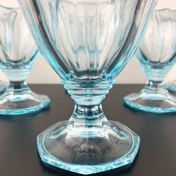 Italian mid century electric blue sundae and dessert glass - Set of 6