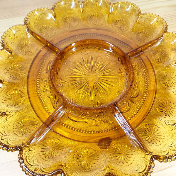 1970's Amber Glass Divided Platter